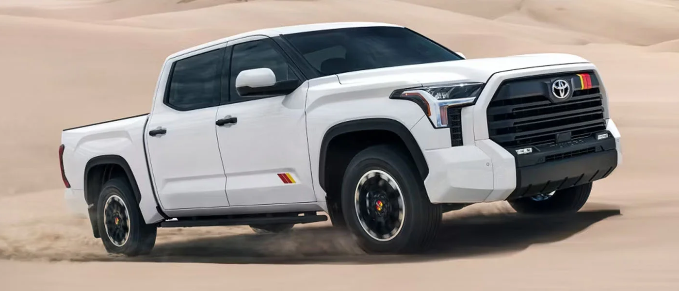 The 2026 Toyota Tundra driving through a desert